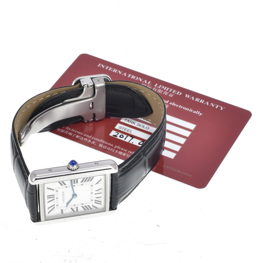 with paper CARTIER Tank solo W5200003 Silver Dial Quartz Men's
 Watch M#151197