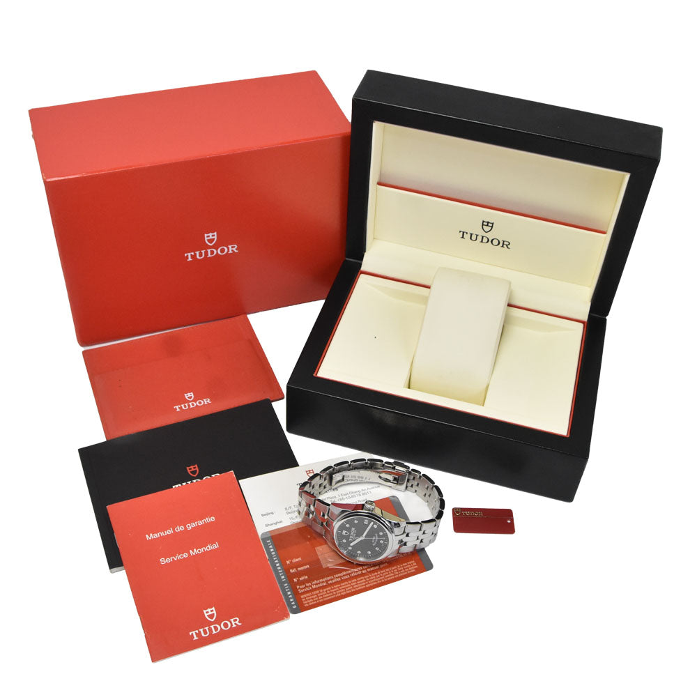 with paper TUDOR Grammar Date 55000 10P diamond black Dial Automatic Men's
 Watch N#151203