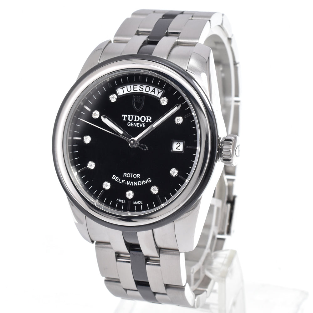 with paper TUDOR Glamour 56000 10P diamond black Dial Automatic Men's
 Watch N#151218