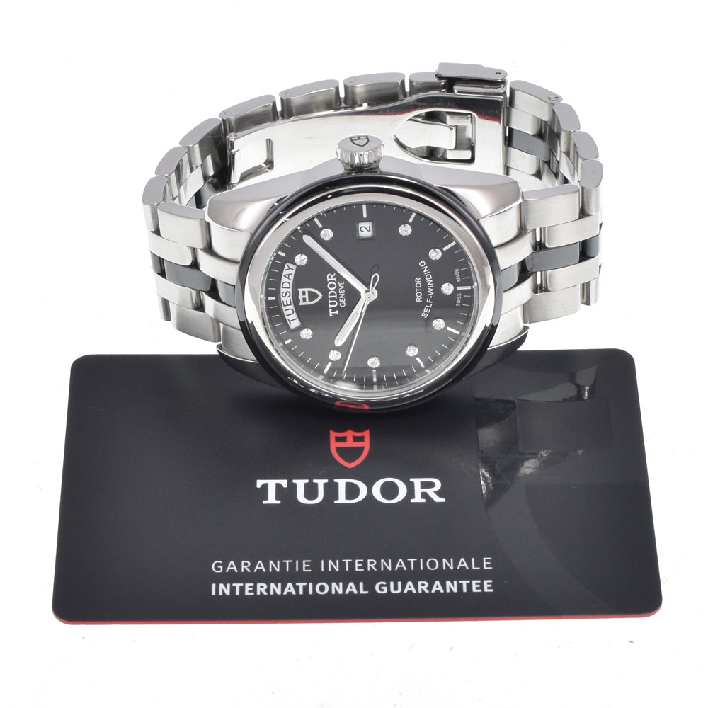 with paper TUDOR Glamour 56000 10P diamond black Dial Automatic Men's
 Watch N#151218