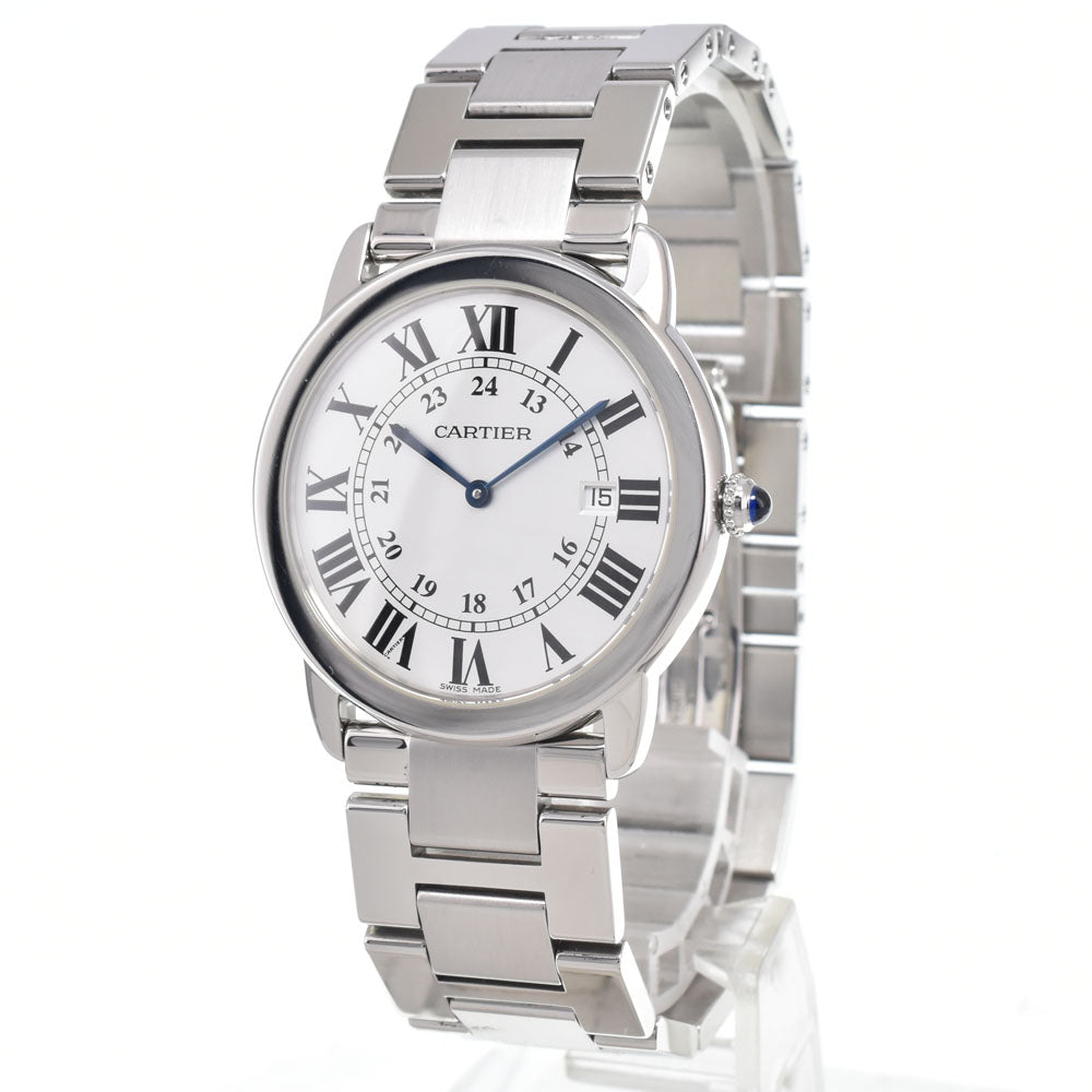 with paper CARTIER Ronde Solo LM W6701005 Date Silver Dial Quartz Men's
 Watch M#151265