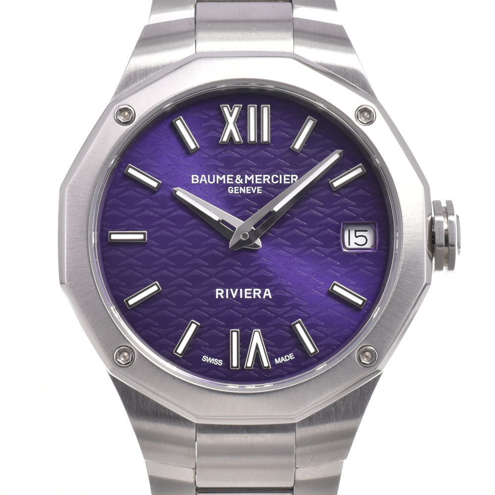 with paper Baume & Mercier Riviera MOA10728 purple Dial Quartz Men's
 Watch N#151287