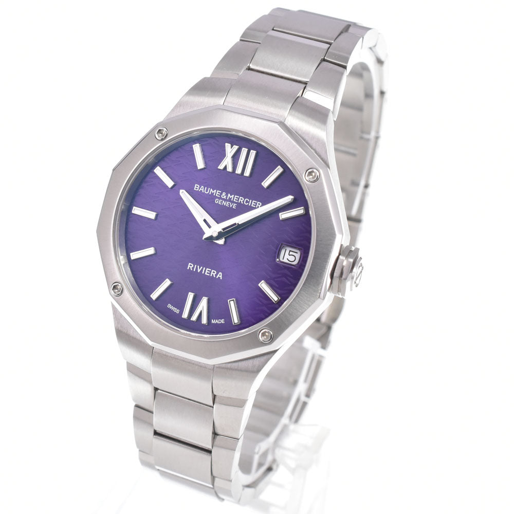 with paper Baume & Mercier Riviera MOA10728 purple Dial Quartz Men's
 Watch N#151287