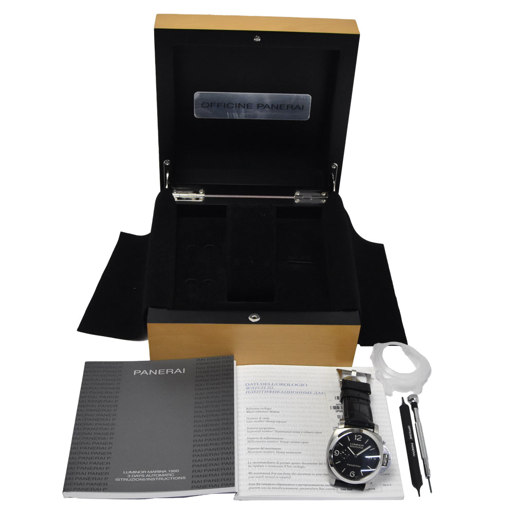 with paper PANERAI Luminor Marina 1950 3 Days PAM00312 black Dial Automatic Men's
 Watch N#151290