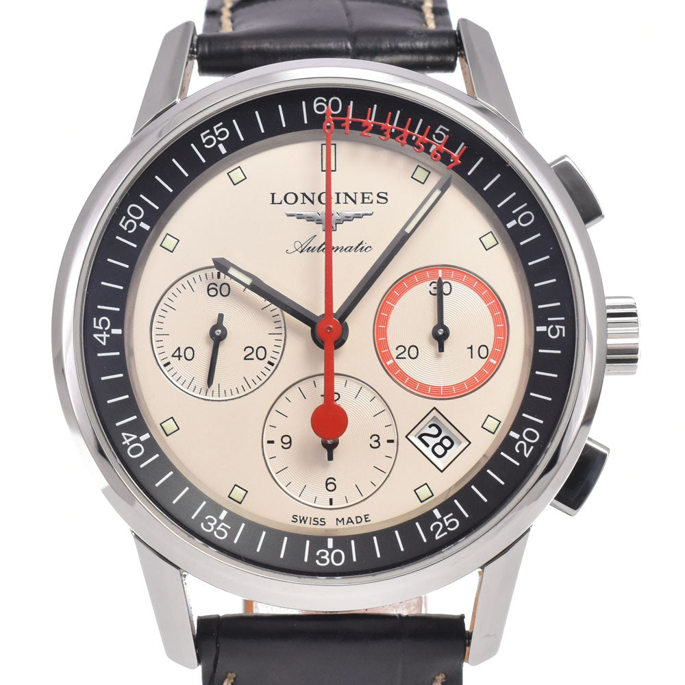 LONGINES Heritage Column-Wheel Chronograph Record L4.754.4.72.4 Ivory Dial Automatic Men's
 Watch N#151295