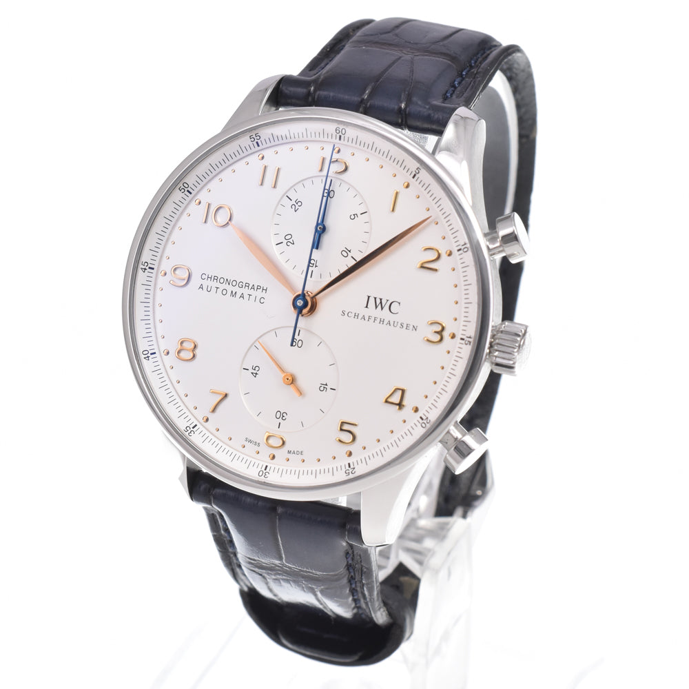 with paper IWC SCHAFFHAUSEN Portugese IW371445 Chronograph Silver Dial Automatic Men's
 Watch N#151297