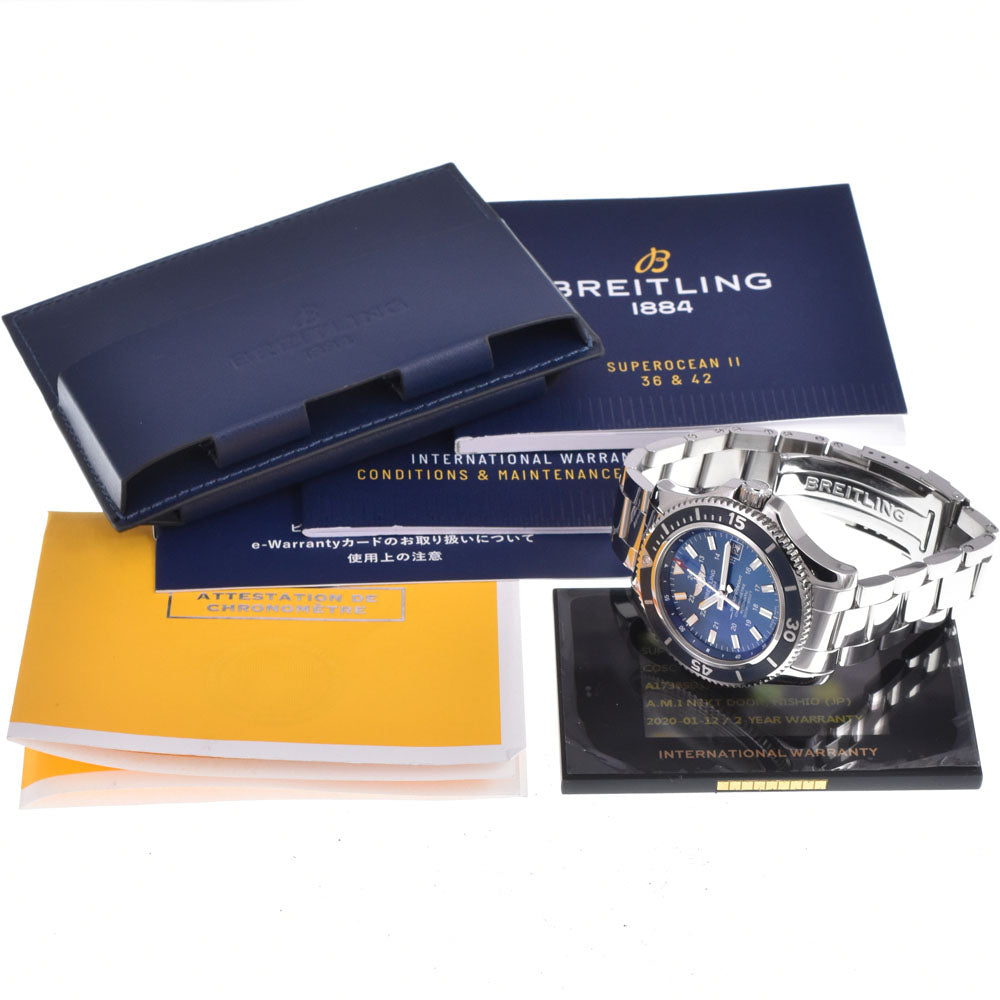 with paper BREITLING Super Ocean II 42 A17365 blue Dial Automatic Men's
 Watch O#151321