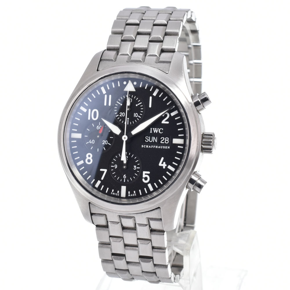 IWC SCHAFFHAUSEN Pilot watch IW371704 Chronograph day date black Dial Automatic Men's
 Watch N#151322