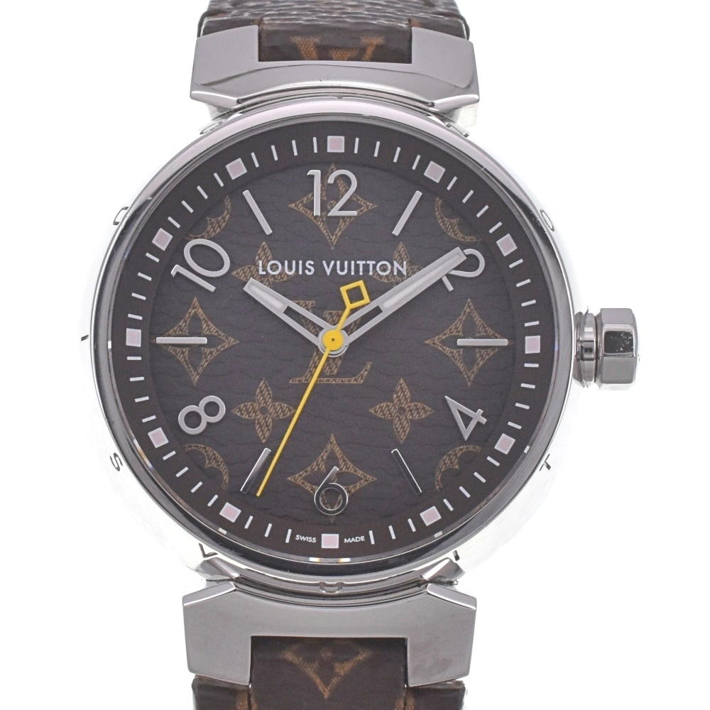 LOUIS VUITTON Tambour Monogram MM QA071Z Brown Dial Quartz Ladies
 Watch D#142174