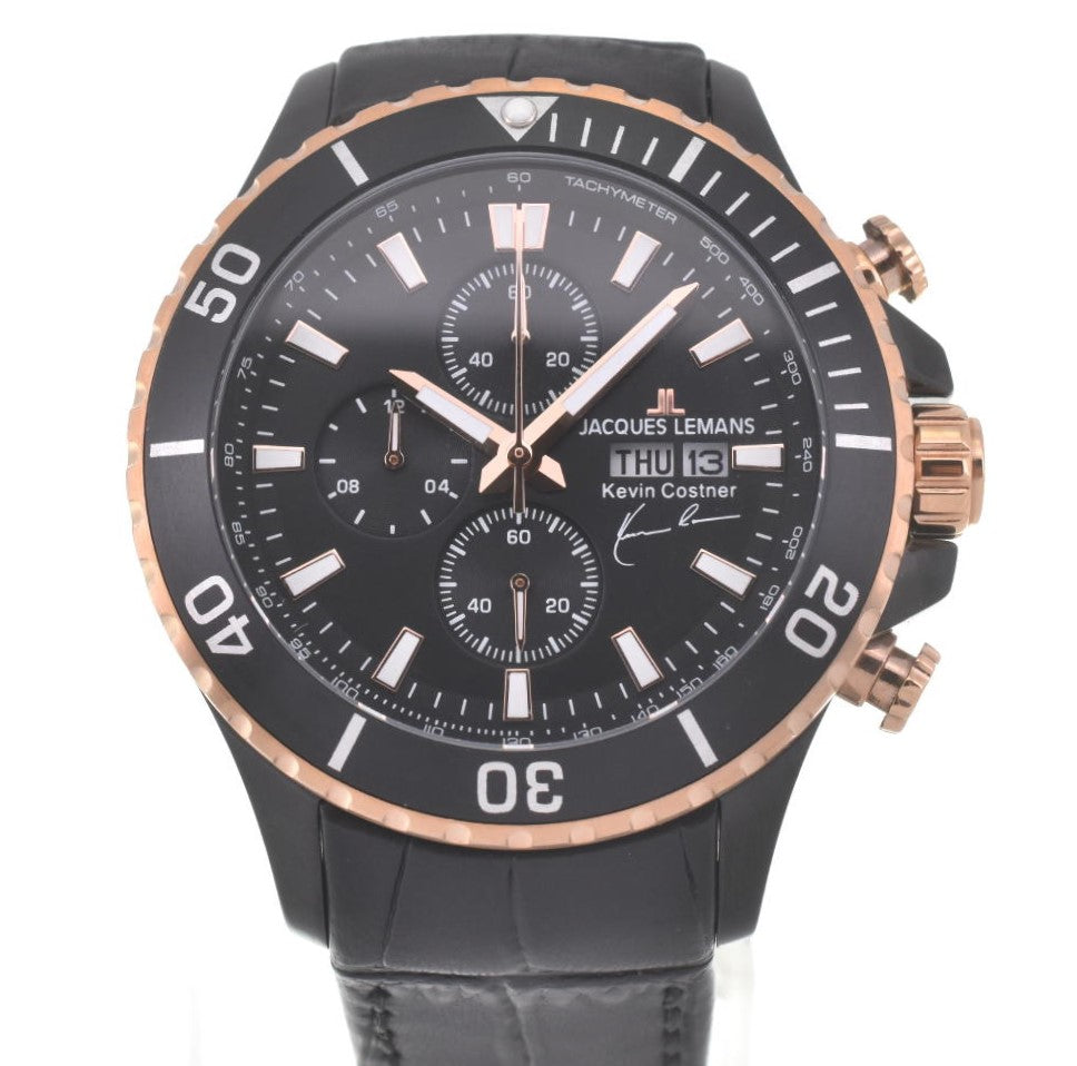 JACQUES LEMANS Kevin Costner Collection 11-1787-1 Chronograph black Dial Quartz Men's
 Watch F#W0018