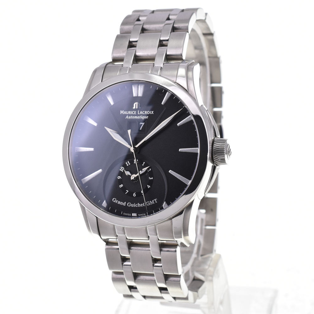 with paper MAURICE LACROIX Pontos Granguiche GMT PT6098-SS002-330 Date black Dial Automatic Men's
 Watch G#144436